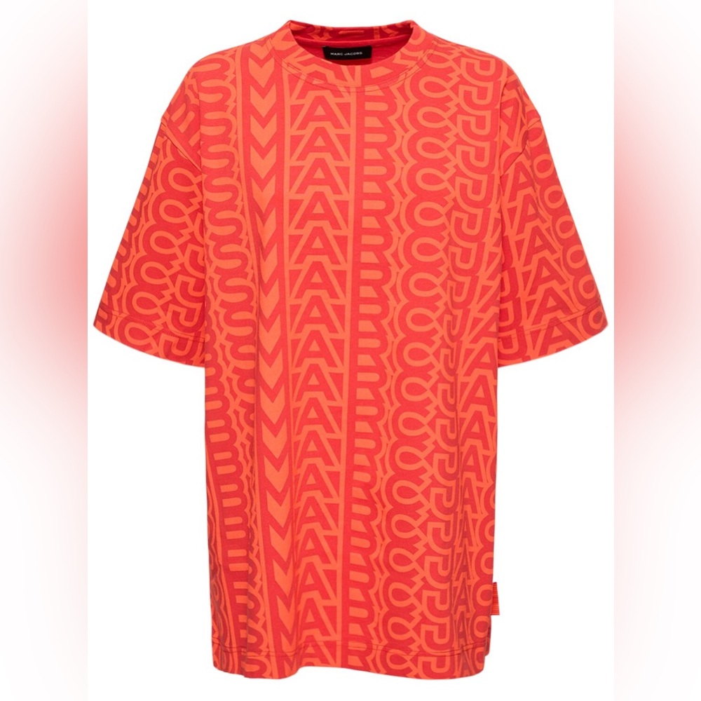MARC JACOBS THE BIG MONOGRAM COTTON T-SHIRT IN ORANGE,RED
